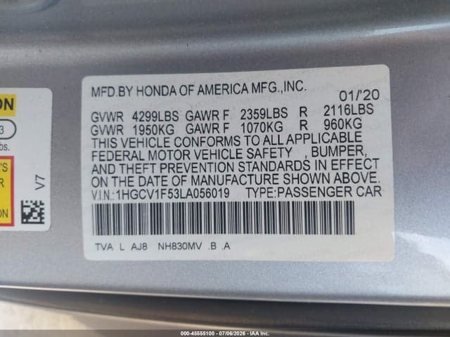 2020 HONDA ACCORD EX-L 9
