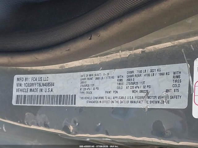 2020 RAM 1500 BIG HORN 4X4 5'7 BOX 9