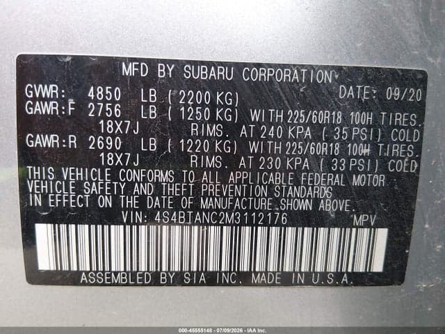 2021 SUBARU OUTBACK LIMITED 9