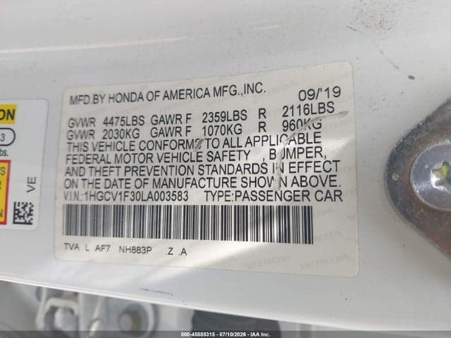 2020 HONDA ACCORD SPORT 9
