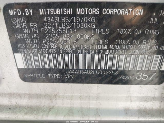 2020 MITSUBISHI OUTLANDER SPORT 2.0 ES AWC 9