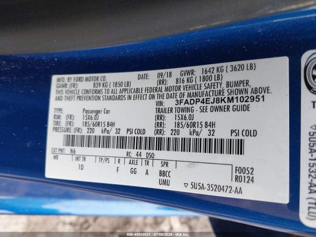 2019 FORD FIESTA SE 9