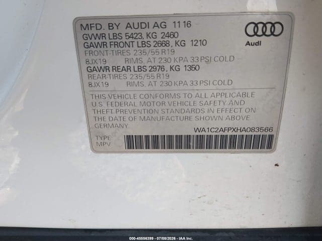 2017 AUDI Q5 2.0T PREMIUM 9