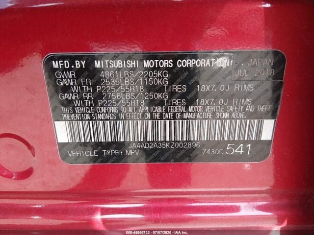 2019 MITSUBISHI OUTLANDER ES 9