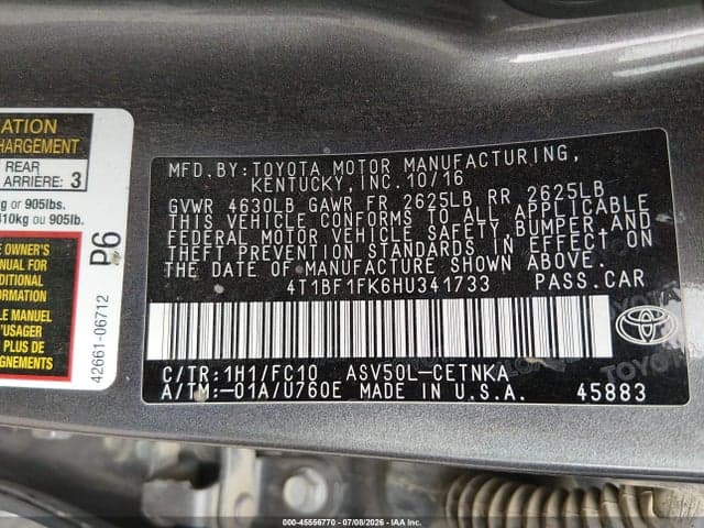2017 TOYOTA CAMRY LE 9