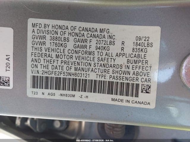 2022 HONDA CIVIC SPORT 9