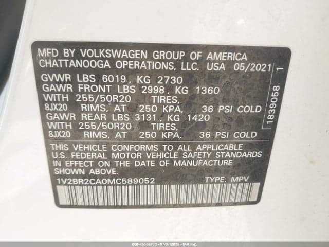 2021 VOLKSWAGEN ATLAS 3.6L V6 SEL 9