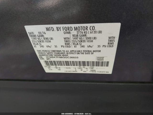 2016 FORD EXPLORER LIMITED 9