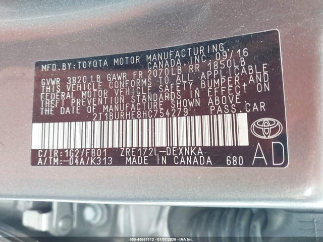 2017 TOYOTA COROLLA LE 9