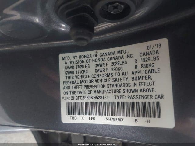 2019 HONDA CIVIC LX 8