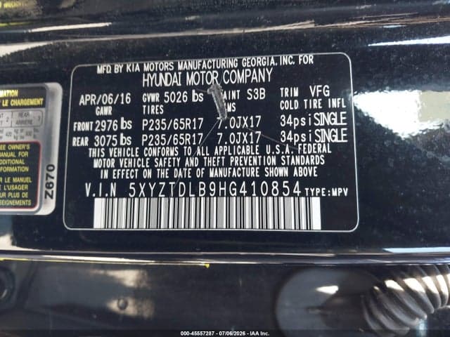 2017 HYUNDAI SANTA FE SPORT 2.4L 9