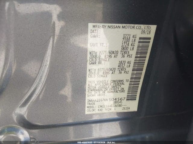 2019 NISSAN TITAN SV 9