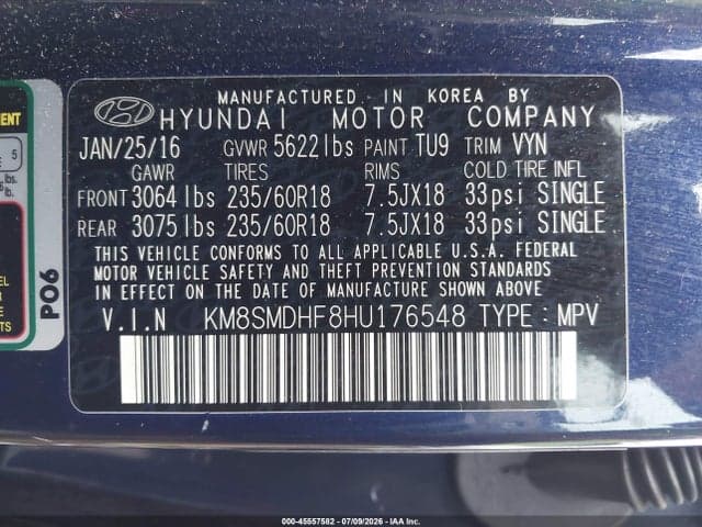 2017 HYUNDAI SANTA FE SE 9