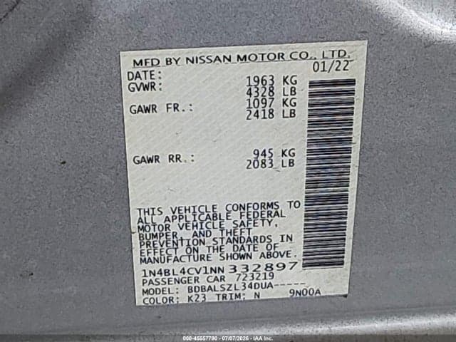 2022 NISSAN ALTIMA SR FWD 9