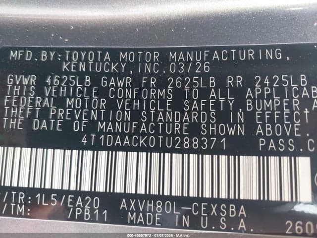 2026 TOYOTA CAMRY SE 9