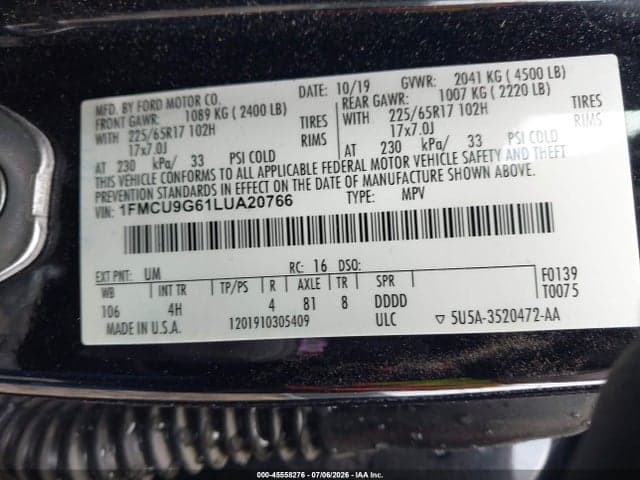 2020 FORD ESCAPE SE 9