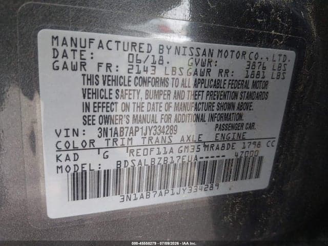 2018 NISSAN SENTRA S 9