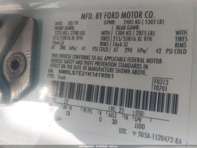 2019 FORD TRANSIT CONNECT XL 9