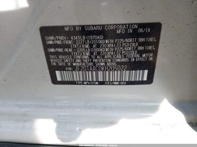 2019 SUBARU CROSSTREK 2.0I 9