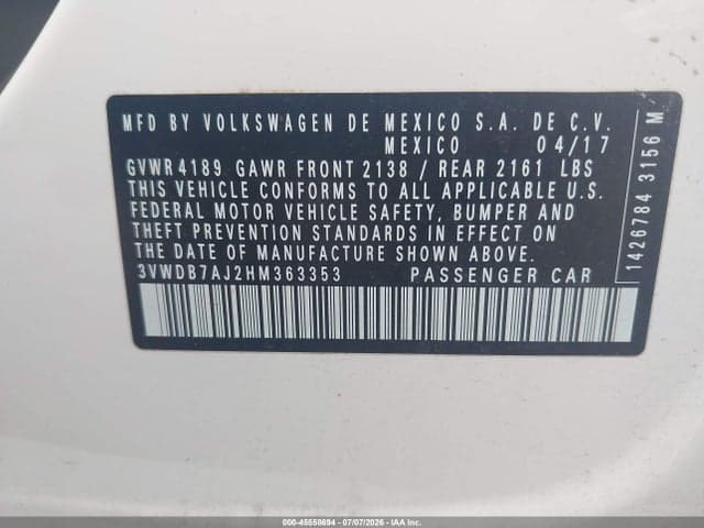2017 VOLKSWAGEN JETTA 1.4T SE 9