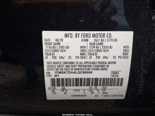 2020 FORD EXPLORER XLT 9