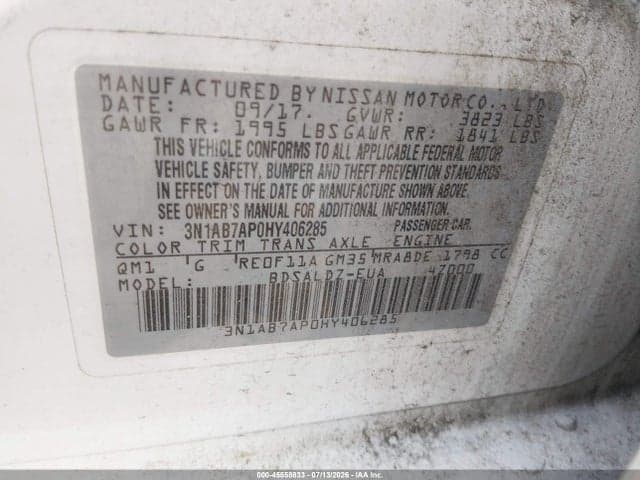 2017 NISSAN SENTRA SV 9