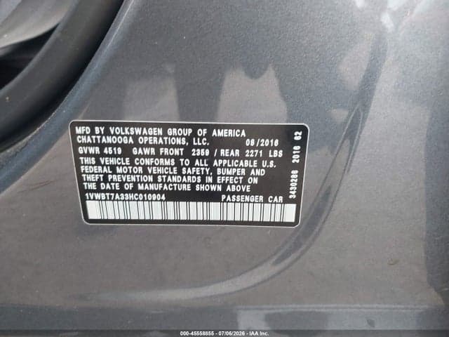2017 VOLKSWAGEN PASSAT 1.8T SE 9