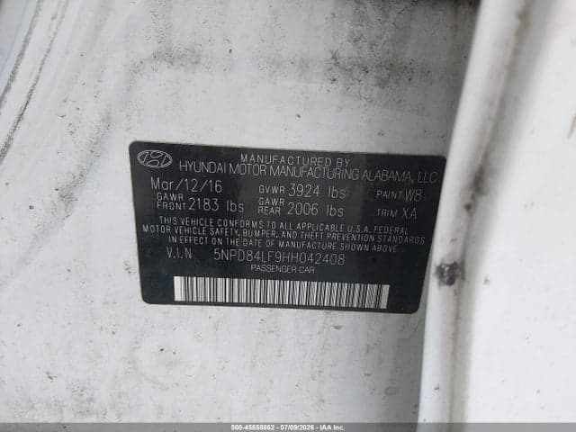 2017 HYUNDAI ELANTRA SE 9