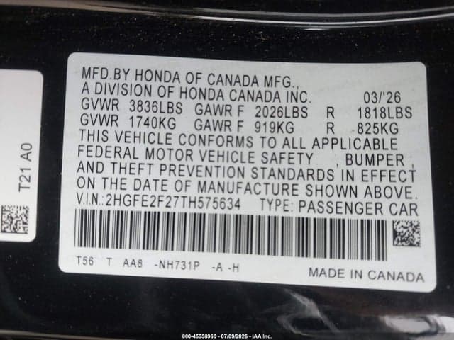 2026 HONDA CIVIC LX 9