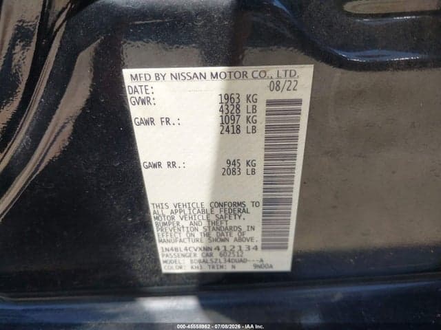 2022 NISSAN ALTIMA SR FWD 9