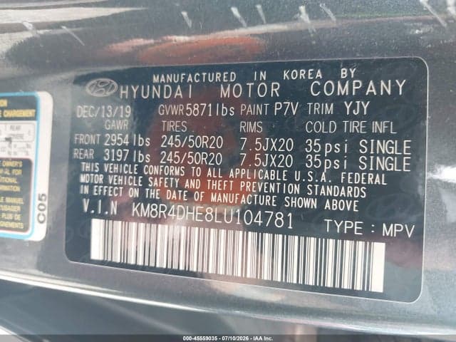 2020 HYUNDAI PALISADE SEL 9
