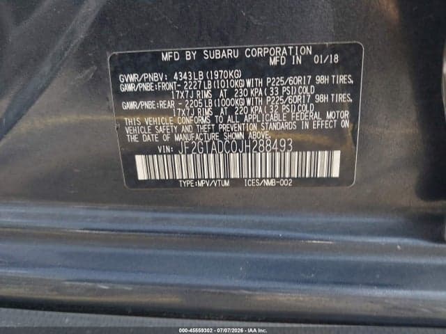 2018 SUBARU CROSSTREK 2.0I PREMIUM 9