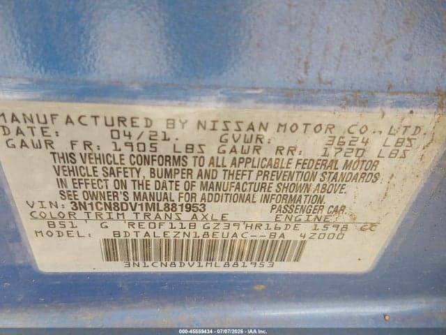 2021 NISSAN VERSA S XTRONIC CVT 9