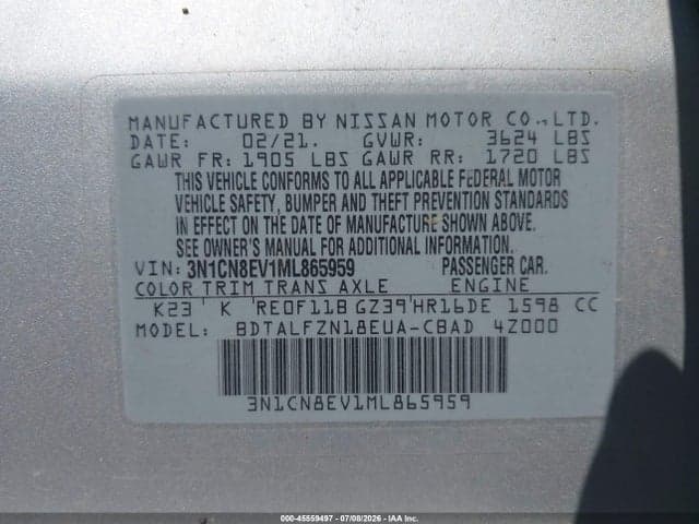 2021 NISSAN VERSA SV XTRONIC CVT 9