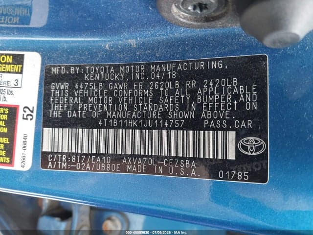 2018 TOYOTA CAMRY SE 9