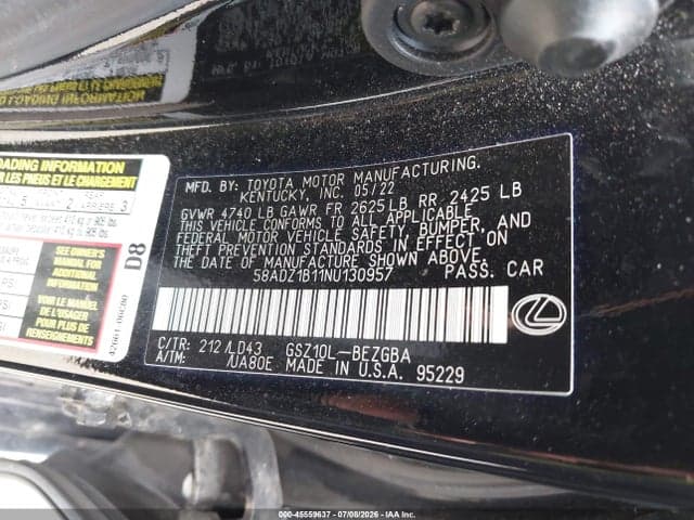 2022 LEXUS ES 350 9