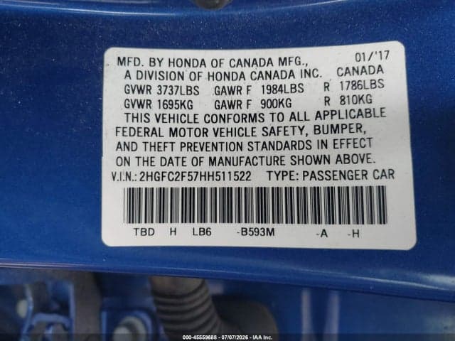 2017 HONDA CIVIC LX 9