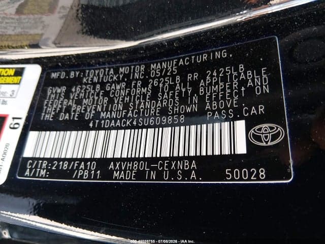 2025 TOYOTA CAMRY LE 9