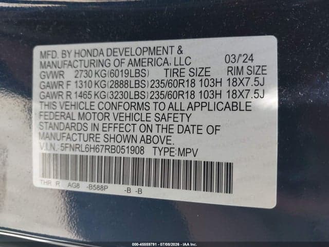 2024 HONDA ODYSSEY EX-L 9