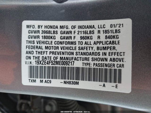 2021 HONDA INSIGHT EX 9