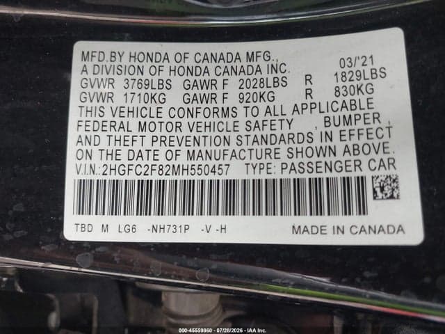 2021 HONDA CIVIC SPORT 9