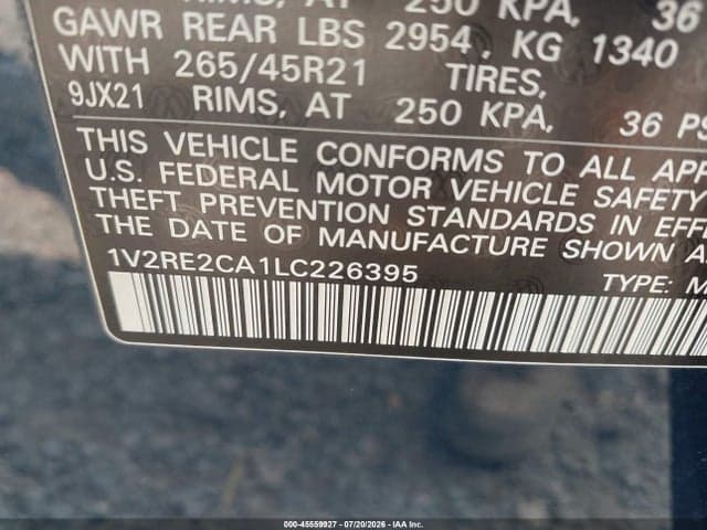 2020 VOLKSWAGEN ATLAS CROSS SPORT 3.6L V6 SEL R-LINE 9