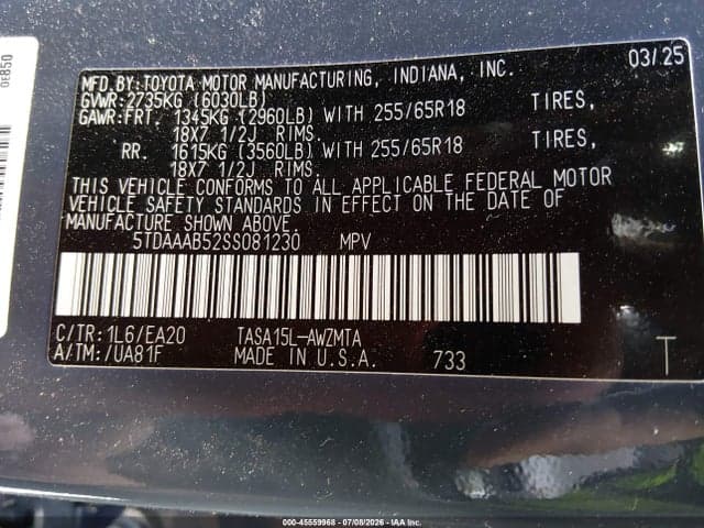 2025 TOYOTA GRAND HIGHLANDER XLE 9