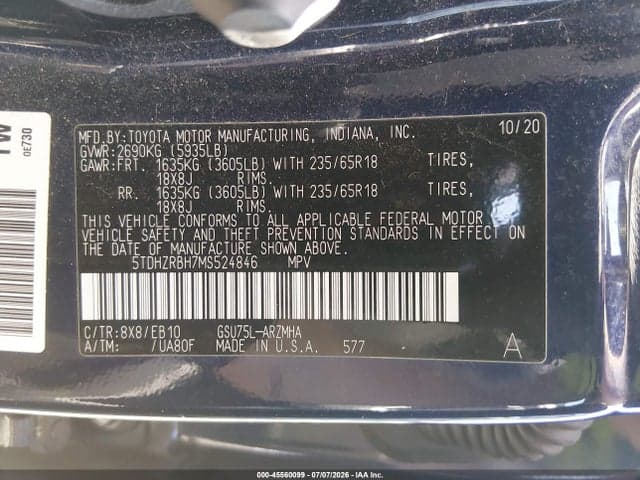 2021 TOYOTA HIGHLANDER XLE 9