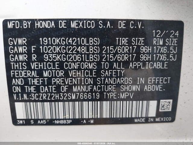 2025 HONDA HR-V AWD LX 9
