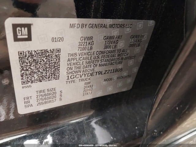 2020 CHEVROLET SILVERADO 1500 4WD STANDARD BED LT 9