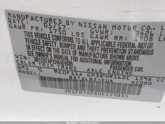 2017 NISSAN VERSA 1.6 SV 9