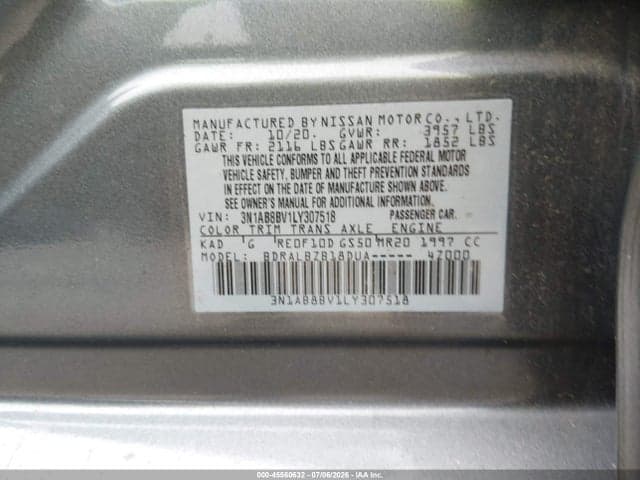 2020 NISSAN SENTRA S XTRONIC CVT 9