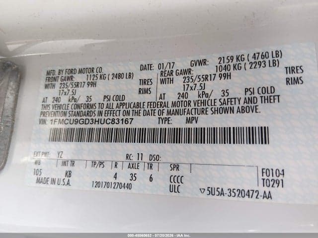 2017 FORD ESCAPE SE 9