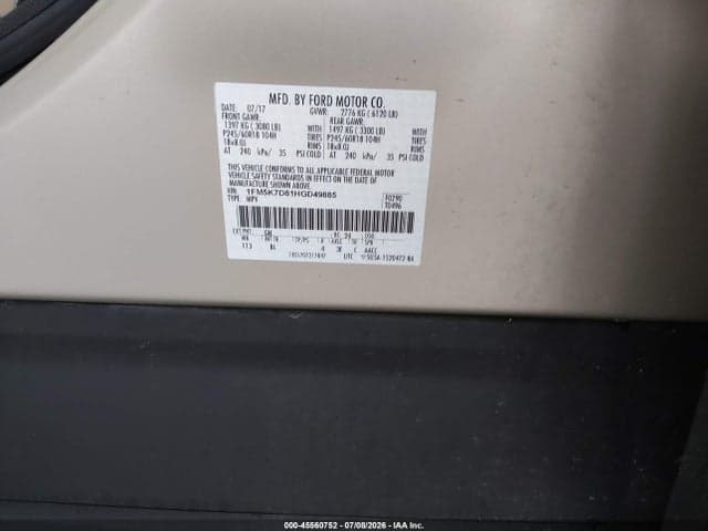 2017 FORD EXPLORER XLT 9
